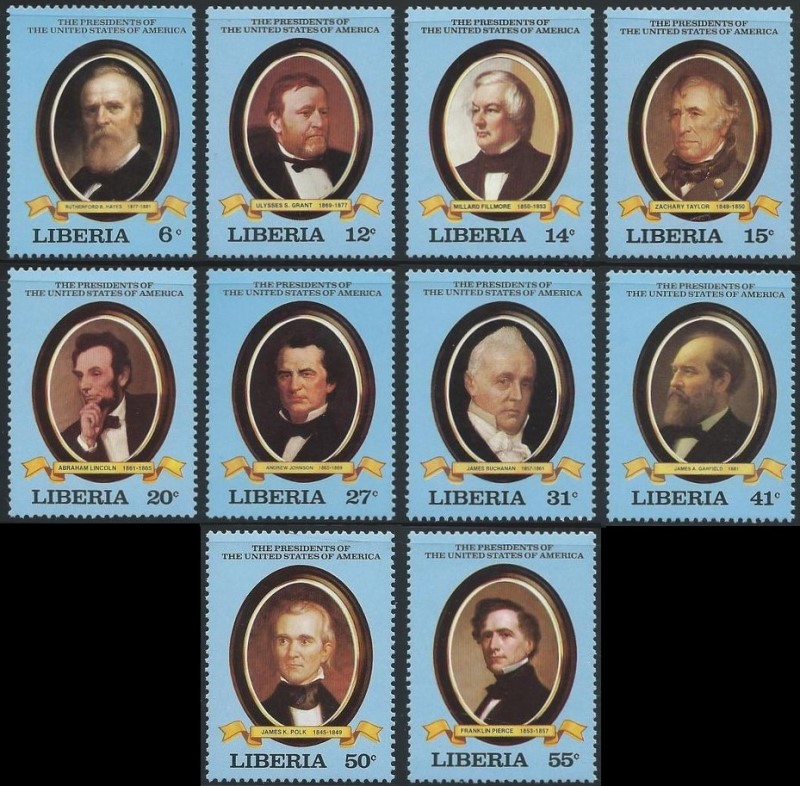 Liberia 1981 Presidents of the United States (2nd series) Stamps Liberia 1981 Presidents of the United States (2nd series) Stamps